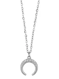 Mali Fionna Silver-Plated Artificial Stone Studded Pendant With Chain