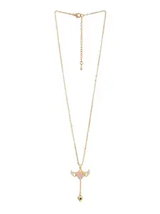 Mali Fionna Gold-Plated Stone-Studded Pendant With Chain