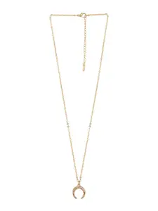 Mali Fionna Gold-Plated Stone-Studded Pendant With Chain