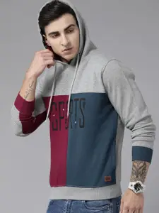 Roadster Men Colourblocked Hooded Sweatshirt