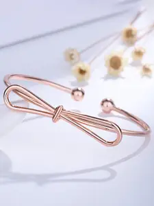 MYKI Cubic Zirconia Rose Gold-Plated Kada Bracelet