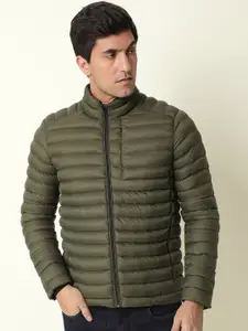RARE RABBIT Men Paralite Puffer Mock Collar Jacket
