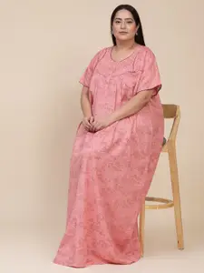 Sweet Dreams Plus Size Pink Floral Printed Maxi Nightdress