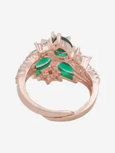 Kushal's Fashion Jewellery Rose Gold Plated Cubic Zirconia Studded Finger Ring