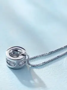 MYKI Silver-Plated CZ-Studded Pendant With Chain