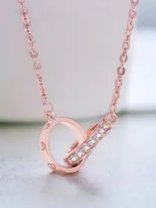 MYKI Rose Gold-Plated Interlock Pendant With Chain