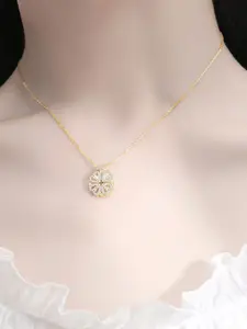 MYKI Gold-Plated CZ-Studded Pendant With Chain