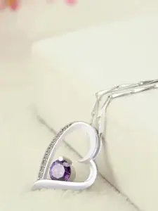 MYKI Silver-Plated Cubic Zirconia-Studded Pendant With Chain