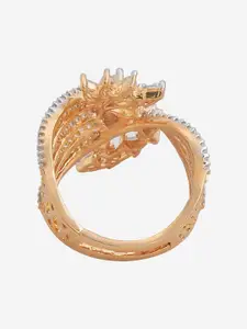Kushal's Fashion Jewellery Rhodium-Plated Zircon-Studded Finger Ring