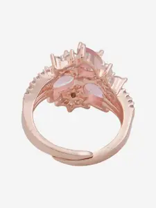 Kushal's Fashion Jewellery Rose Gold-Plated Zircon-Studded Finger Ring
