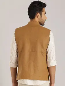 Indian Terrain Slim Fit Pure Linen Nehru Jacket