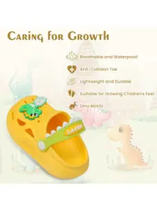 Yellow Bee Boys Dino Applique Clogs