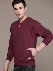 The Roadster Lifestyle Co. Solid V-Neck Sweatshirt