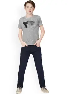 Gini and Jony Boys Regular Fit Mid Rise Dark Shade Clean Look Cotton Jeans