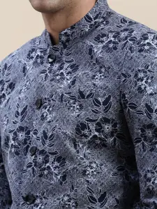 SHOWOFF Printed Bandhgala Casual Blazer