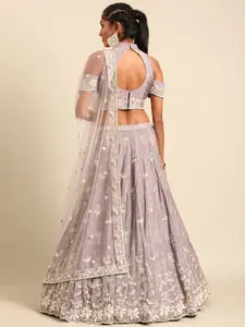 panchhi Embroidered Sequinned Semi-Stitched Lehenga & Unstitched Blouse With Dupatta