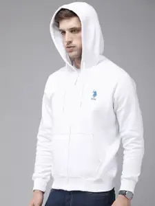 U.S. Polo Assn. Embroidered Front-Open Hooded Sweatshirt