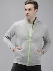 Park Avenue Solid Mock Collar Front-Open Casual Sweatshirt