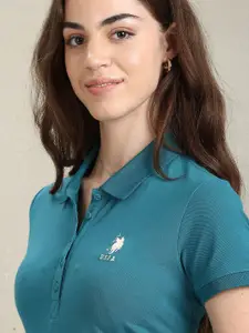 U.S. Polo Assn. Women Polo Collar Slim Fit Cotton T-shirt