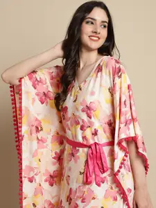 Claura Floral Printed Kaftan Maxi Nightdress