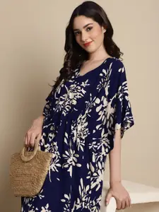 Claura  Floral Printed Kaftan Maxi Nightdress