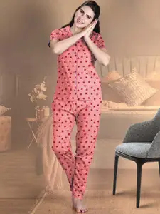 LYRA Conversational Printed Pure Cotton Night Suit