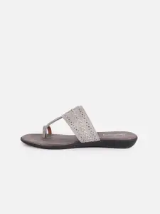 DressBerry Women Grey Self Design One Toe Flats