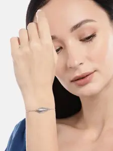 Zavya Women Sterling Silver Rhodium-Plated Link Bracelet