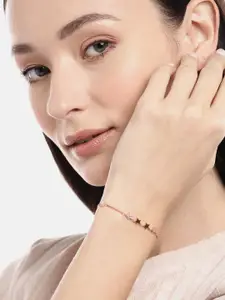 Zavya Women Sterling Silver Cubic Zirconia Rose Gold-Plated Wraparound Bracelet