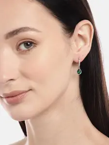 Zavya Rhodium-Plated Teardrop Shaped Drop Earrings