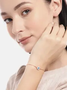 Zavya Women Sterling Silver Cubic Zirconia Rose Gold-Plated Link Bracelet