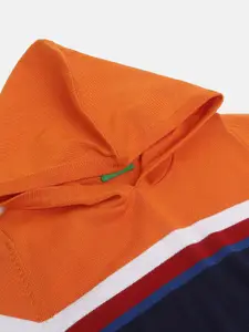 United Colors of Benetton Boys Orange & Black Colourblocked Pullover