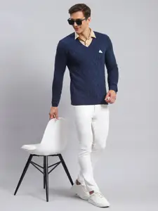 Monte Carlo V- Neck Cable Knit Ribbed Pullover