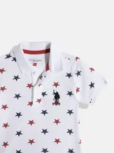 U.S. Polo Assn. Kids Boys Stars Printed Polo Collar Pure Cotton T-shirt