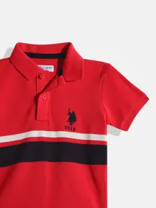 U.S. Polo Assn. Kids Boys Striped Pure Cotton Polo Collar T-shirt