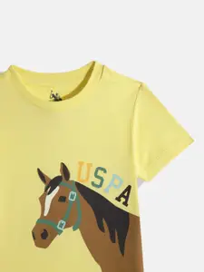 U.S. Polo Assn. Kids Boys Graphic & Brand Logo Placement Print Knitted Pure Cotton T-shirt