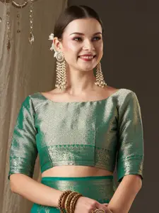 Anouk Blue & Gold-Toned Woven Design Zari Pure Georgette Kanjeevaram Saree