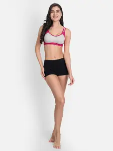 Aimly Pack Of 2 Full Coverage Non Padded Non Wired Cotton Sports Bra With All Day Comfort