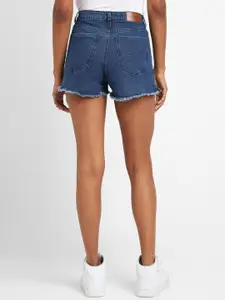 FOREVER 21 Blue Mid Rise Cotton Denim Shorts