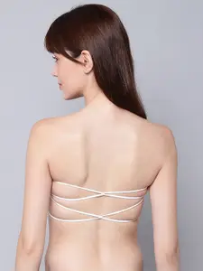 Aamarsh Floral Self Design Strapless Full Coverage Bandeau Bra With 360 Degree Support