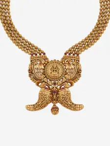 Kushal's Fashion Jewellery Gold-Plated Stone Studded Ethnic Antique Necklace