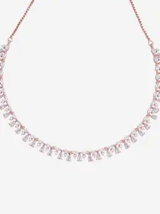 Kushal's Fashion Jewellery Rose Gold-Plated Copper Cubic Zirconia Necklace