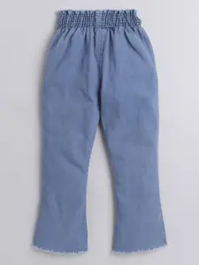 DKGF FASHION Girls High Rise Clean Look Frayed Denim Cotton Jeans