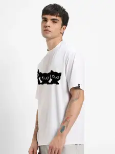 Elibolz Animal Printed Drop-Shoulder Sleeves Cotton Oversized T-shirt