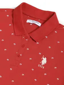 U.S. Polo Assn. Women Conversational Printed Polo Collar Slim Fit Cotton T-Shirt