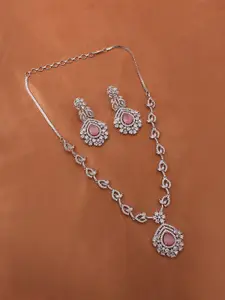 Mirana Rhodium Plated Necklace With Earrings Set