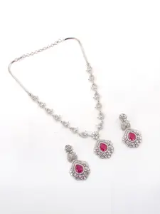Mirana Rhodium Plated AD Studded Necklace and Earrings