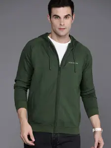 Louis Philippe Front Open Hooded Sweatshirt