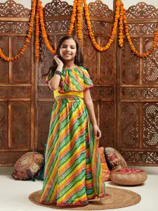 pspeaches Girls Printed Cap Sleeves Ready to Wear Lehenga & Blouse With Dupatta