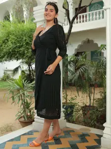 KAORI BY SHREYA AGARWAL Self Design Fit and Flare Midi Dress